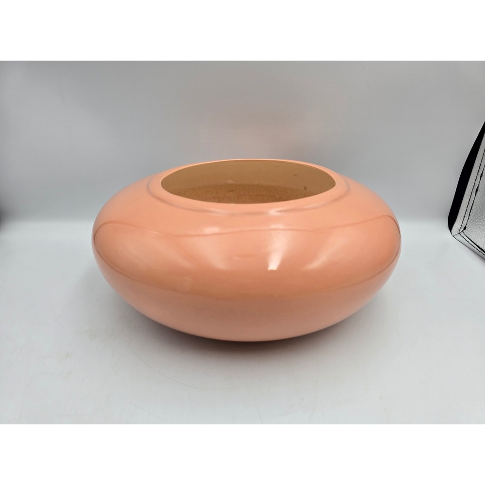USA‎ Pottery Round Planter Bowl Peach Pink Vintage MCM Ceramic H-7 Excellent